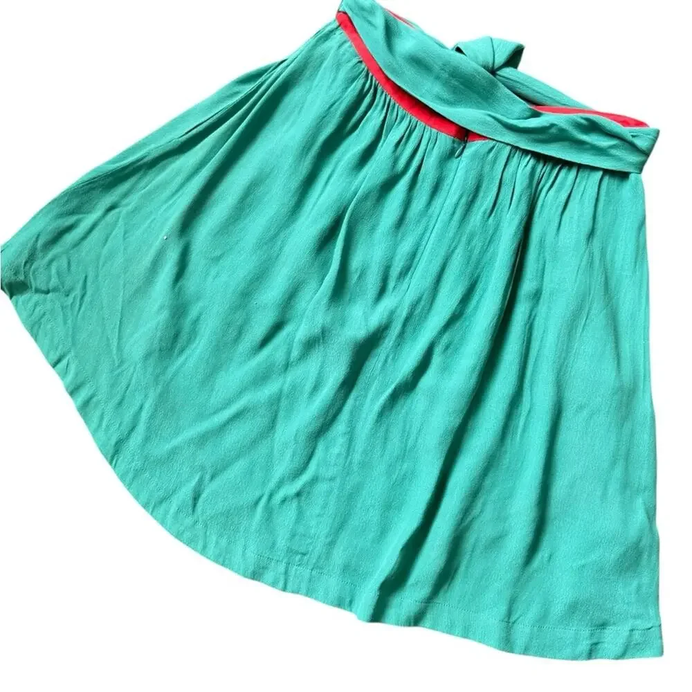 Umgee Colorblock Teal & Coral Asymmetrical Layered Mini Skirt Size Large
